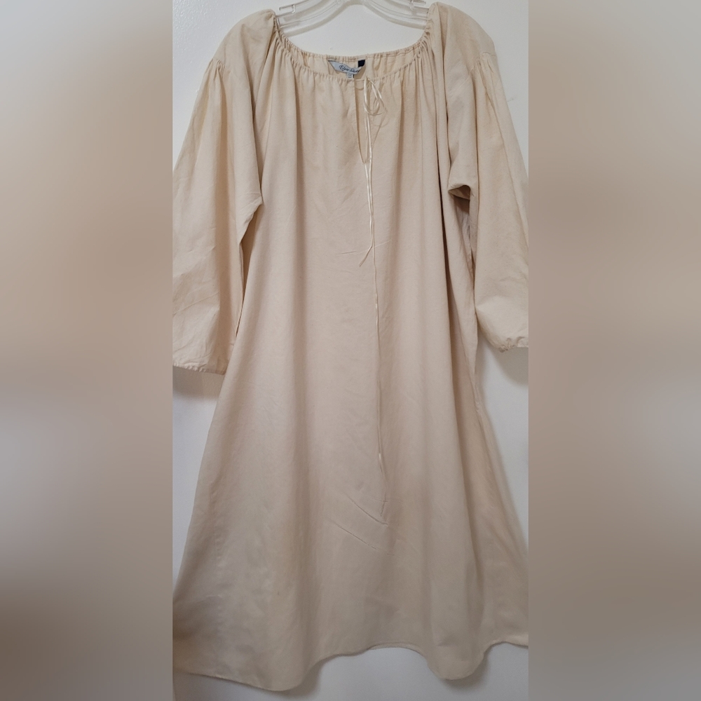 New Edgar Shirts Oatmeal Long Sleeve Cotton Oversized Midi Dress One Size
